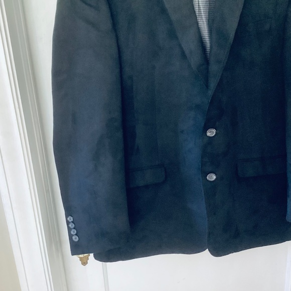 Chaps Blazer Mens 44R Black Suede 2 Button Sport Coat Jacket Office Career Event - Picture 6 of 16